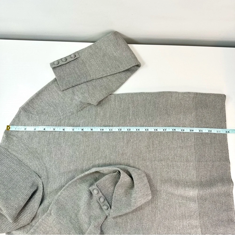Talbots Merino Wool Button Cuff Cowlneck Sweater Shimmer